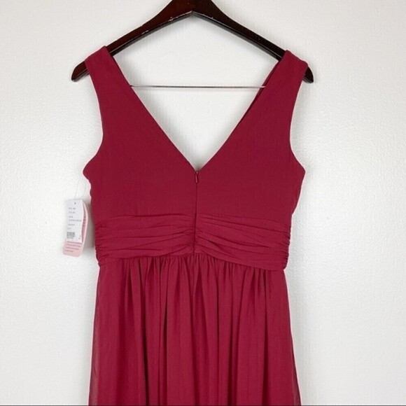 Dessy Collection Burgundy Sleeveless Draped Chiffon Maxi Dress Size 8 NWT - Picture 6 of 9